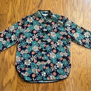 Women’s essential Floral Button-Up shirt top oriental Asian design large l